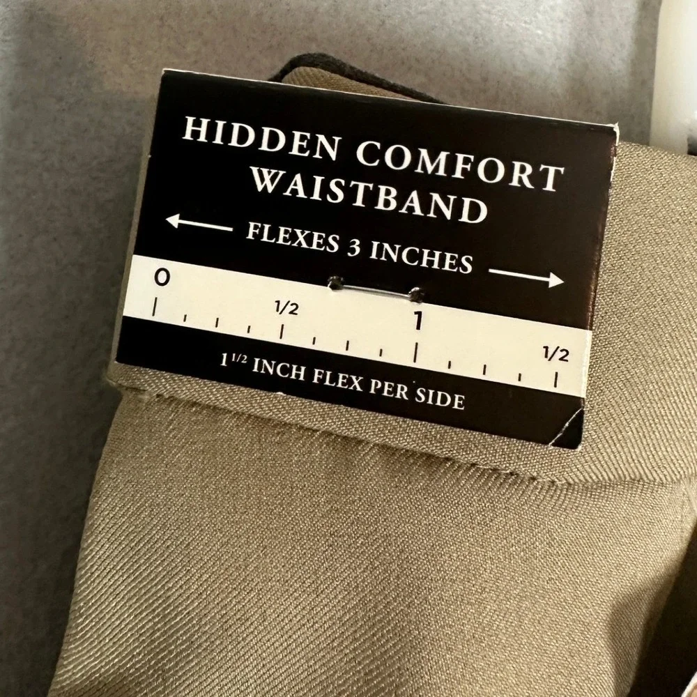 NEW Haggar Pants Mens Mens 42X29 Tan Premium Comfort Dress Classic Fit Stretch